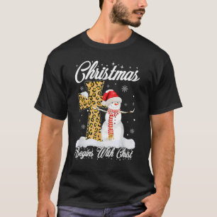 T-shirt Noël commence avec le Christ Joyeux Noël Léopard S