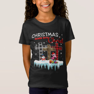 T-Shirt Noël commence avec le Flamant rose d'amour du Chri