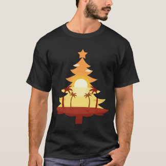 T-shirt Noël cool en juillet Christmasree Sunset amis