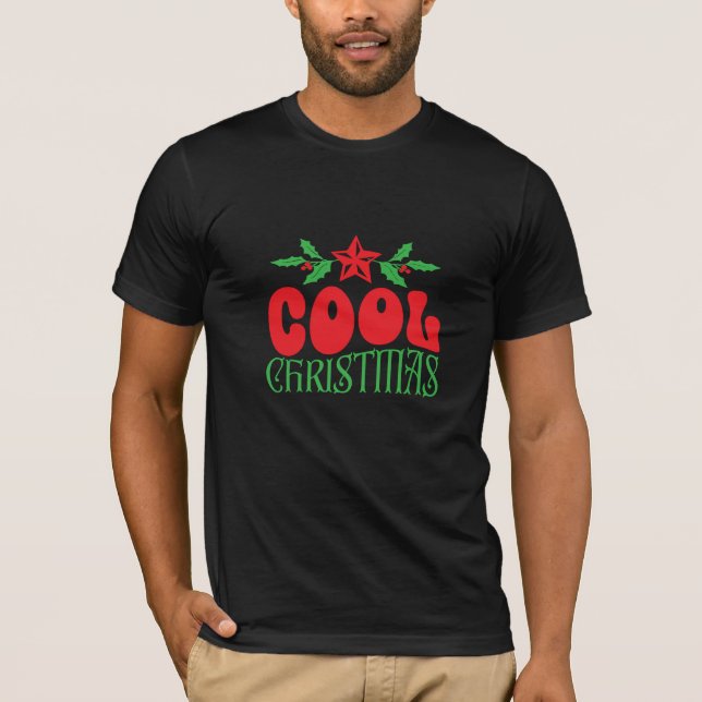 T-shirt Noël cool - Fun Holiday Holly & Star Design (Devant)