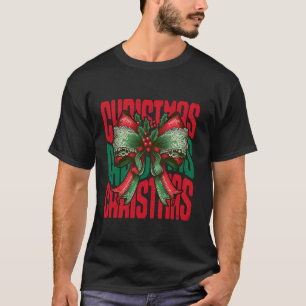 T-shirt Noël Coquette Bow Xmas girly Family Matching
