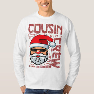T-shirt Noël Cousin Crew Santa Claus Typographie Rouge