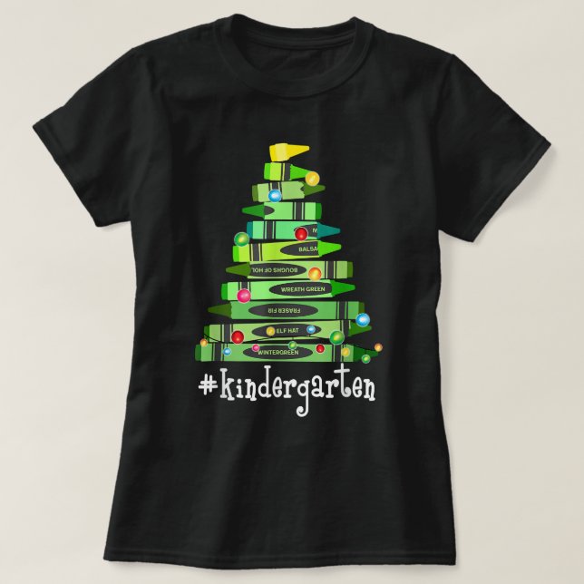 T-shirt Noël Crayon Kindergarten Teacher Tree - Best C (Design devant)