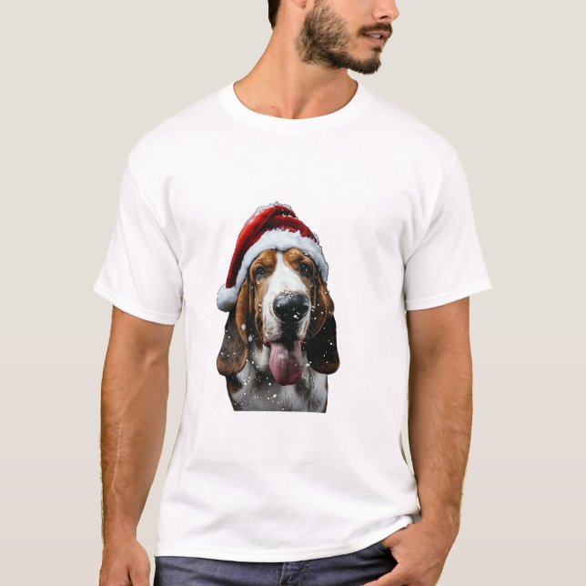 T-shirt Noël de Basset Hound (Devant)