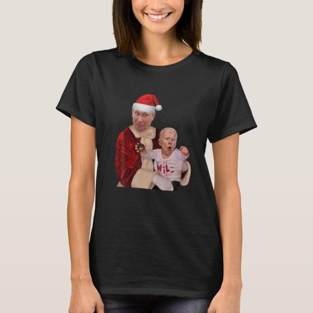 T-shirt Noël De Biden Et Poutine Père Noël - Noël Drôle (Devant)
