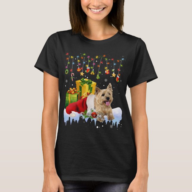 T-shirt Noël de Cairn Terrier Santa Hat (Devant)