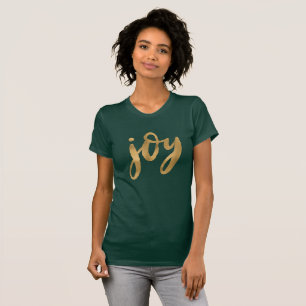 T-shirt Noël de coutume de vert d'or de manuscrit de joie