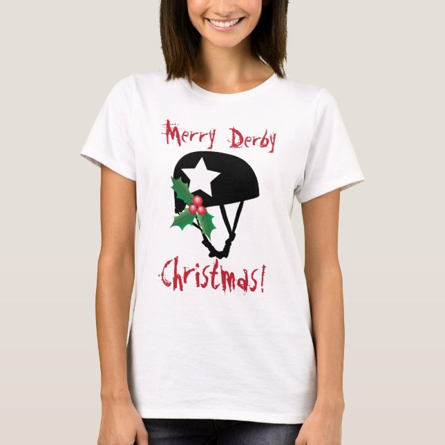 T-shirt Noël de Derby de rouleau, patinage de rouleau (Devant)