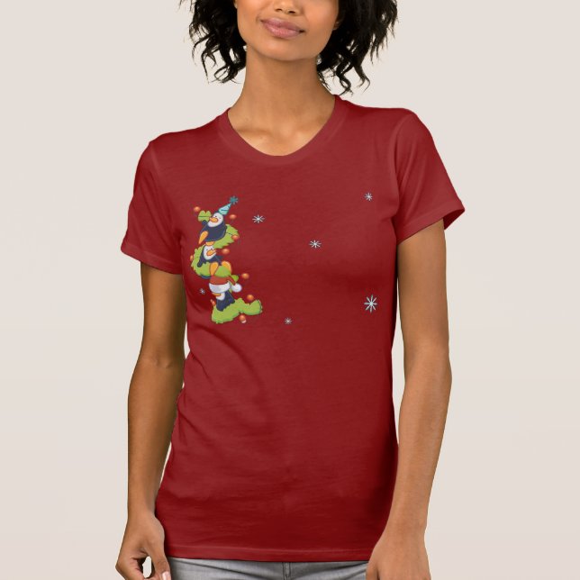 T-shirt Noël de famille de pingouin (Devant)
