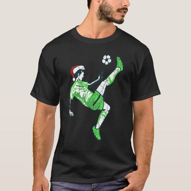 T-shirt Noël De Football Pour Les Hommes Avec Chapeau Et B (Devant)