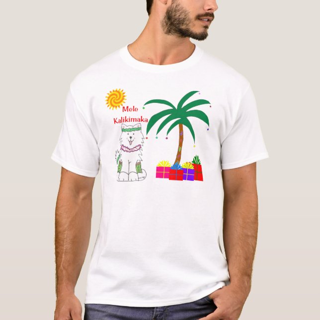 T-shirt Noël de Hawaïen de Samoyed (Devant)
