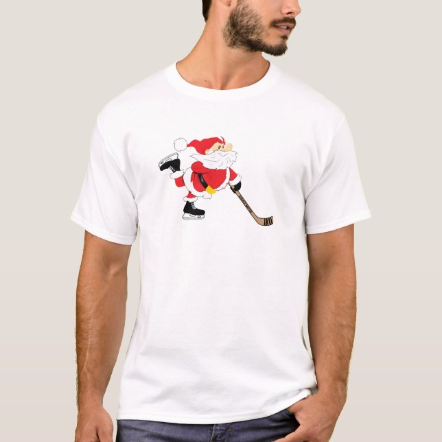 T-shirt Noël de Hockey Père Noël Patinage (Devant)