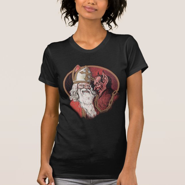T-shirt Noël de Krampus et de Père Noël (Devant)