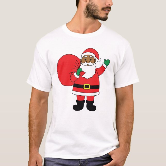 T-shirt Noël de la famille du Père Noël afro-américain (Devant)