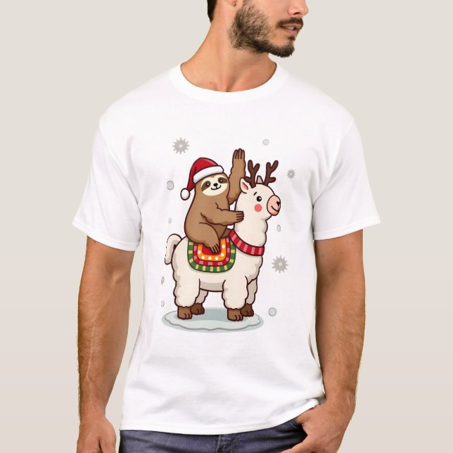 T-shirt Noël de la paresseuse d'alpaga (Devant)