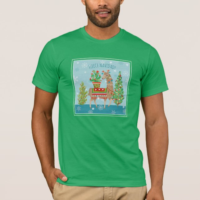 T-shirt Noël de lamas de Navidad | d'ouatine beau (Devant)