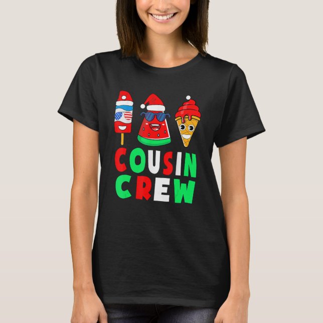 T-shirt Noël De L'Équipage Cousin En Juillet Pajamas D'Esc (Devant)