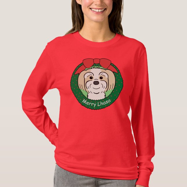 T-shirt Noël de Lhasa Apso (Devant)