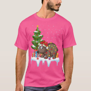 T-shirt Noël de Noël de l'arbre d'éclairage Santa Hat Womb
