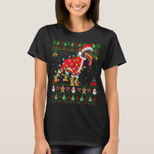 T-shirt Noël de Noël moche éclaire Père Noël Doberman Chie