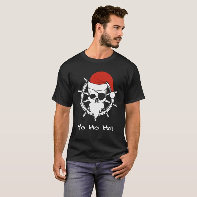 T-shirt Noël de pirate de Yo Ho Ho nautique (Devant entier)