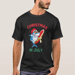 T-shirt Noël de requin En Juillet Vacances Été Plage Homme