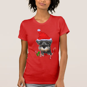 T-shirt Noël de Schnauzer miniature joyeux