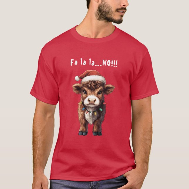 T-shirt Noël de vache Grumland Highland (Devant)