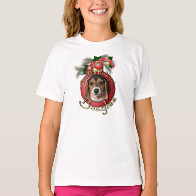 T-shirt Noël - Deck the Halls - Beagle (Devant)