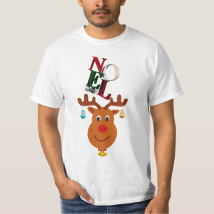 T-shirt Noel Deer Bells Bauble Rudolf Snowflakes Noël