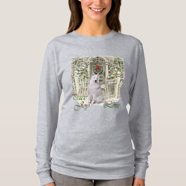 T-shirt Noël des amants Samoyés (Devant)
