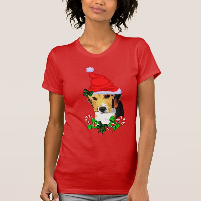 T-shirt Noël des amoureux beagles (Devant)