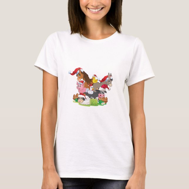 T-shirt Noël des animaux de ferme (Devant)