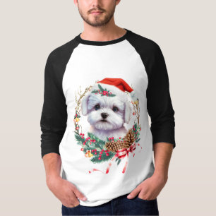 T-shirt Noël des chiots maltais, Noël des chiots maltais