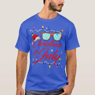 T-shirt Noël des femmes en juillet Santa Hat Lunettes de s
