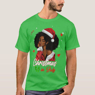 T-shirt Noël des filles afro-américaines de père Noël en j