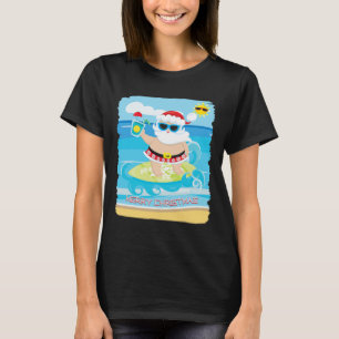 T-shirt Noël d'été Hawaii Santa surfant en juillet 