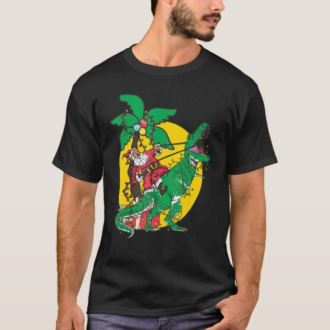 T-shirt Noël Dinosaur Santasaurus Rex Noël PJ (Devant)