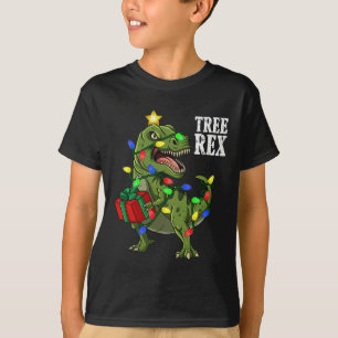 T-shirt Noël Dinosaure Arbre Rex Garçons Filles Enfants Xm
