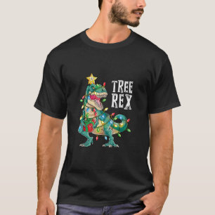 T-shirt Noël Dinosaure Arbre Rex Pajamas Hommes Garçons En
