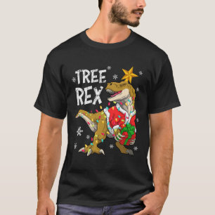 T-shirt Noël Dinosaure Arbre Rex Pajamas Hommes Garçons En