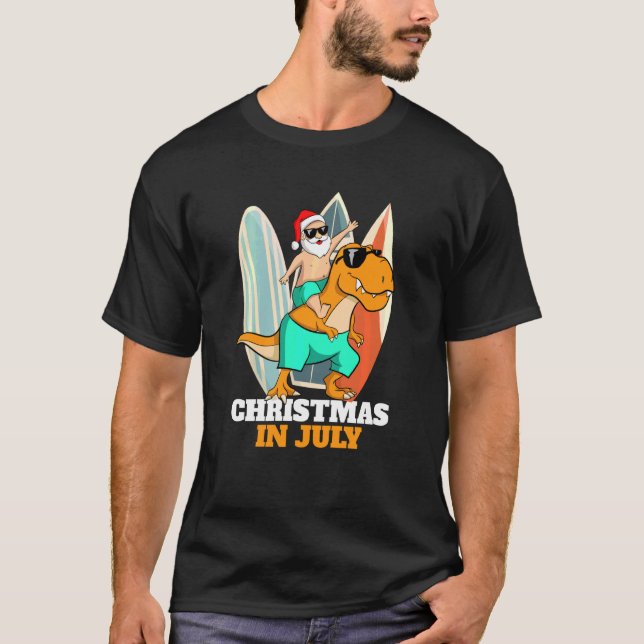 T-shirt Noël Dinosaures Noël En Juillet Lunettes de soleil (Devant)