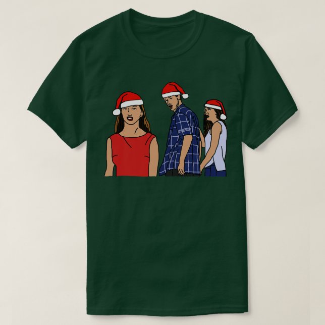 T-shirt Noël Distrait petit ami mème Santa Hat (Design devant)
