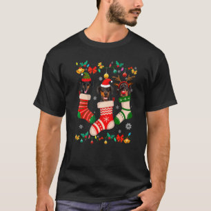 T-shirt Noël Doberman Sock Xmas Reindeer Père Noël ELF Do
