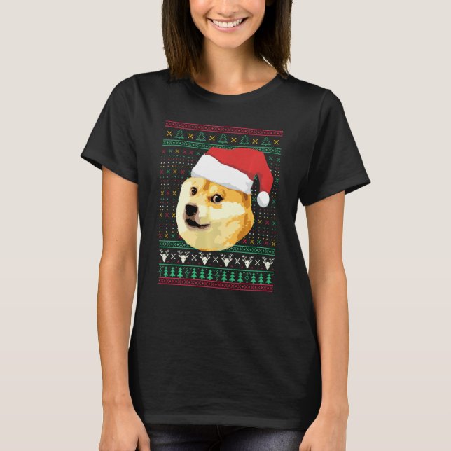 T-shirt Noël Doge Mème Shiba Inu Père Noël Drôle Vilain Sw (Devant)