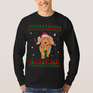T-shirt Noël Doux moche Lumières de Noël Poodle Chien Aime