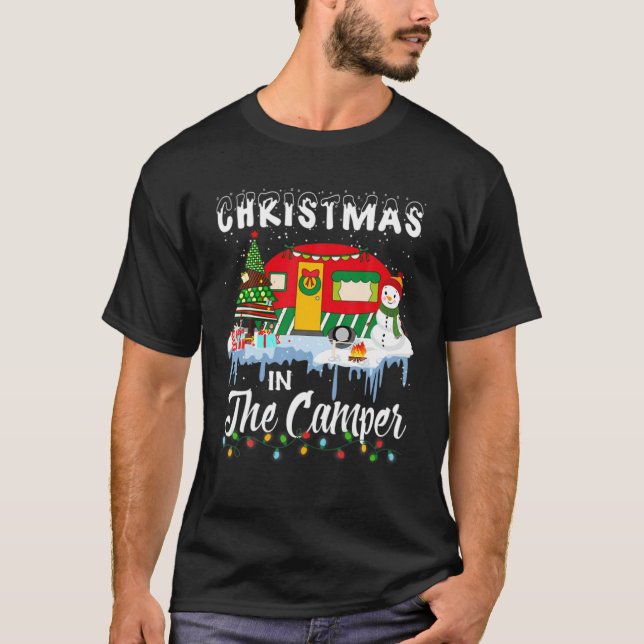 T-shirt Noël Drôle Dans Le Camper Camping RV Noël (Devant)