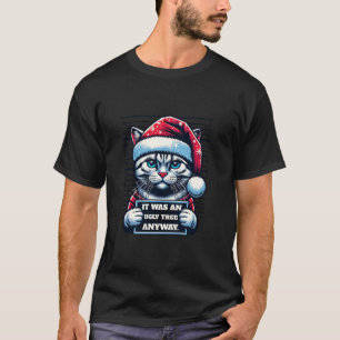 T-shirt Noël drôle de chatte moquettée Santa Claus sur xma
