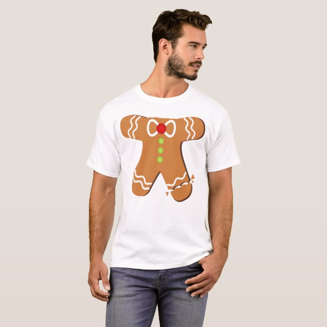 T-shirt Noël drôle de costume de bonhomme en pain d'épice (Devant entier)