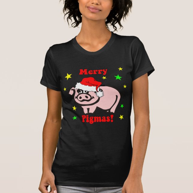T-shirt Noël drôle de porc (Devant)